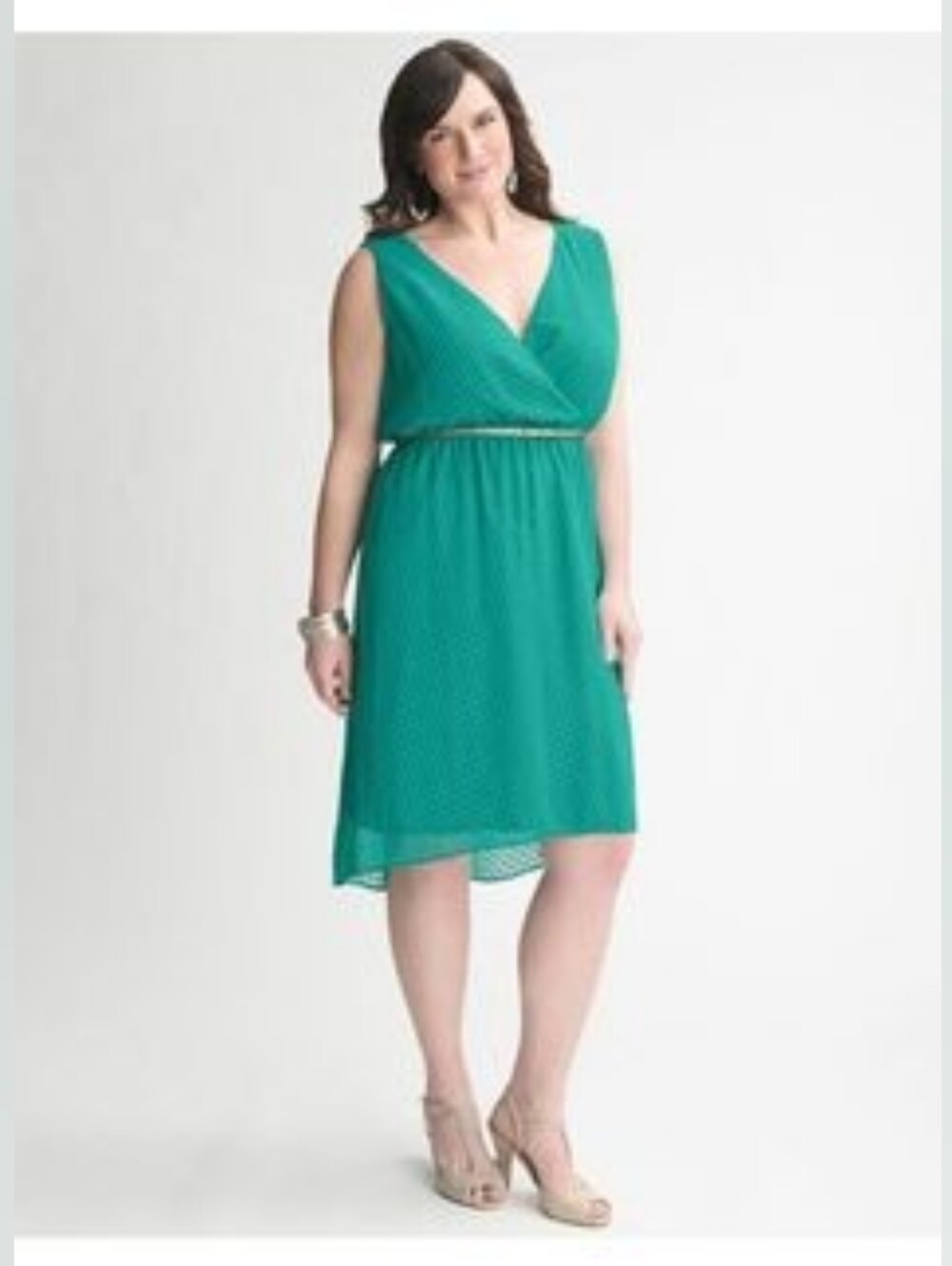 Lane Bryant Teal Surplice Sleeveless Midi Dress
